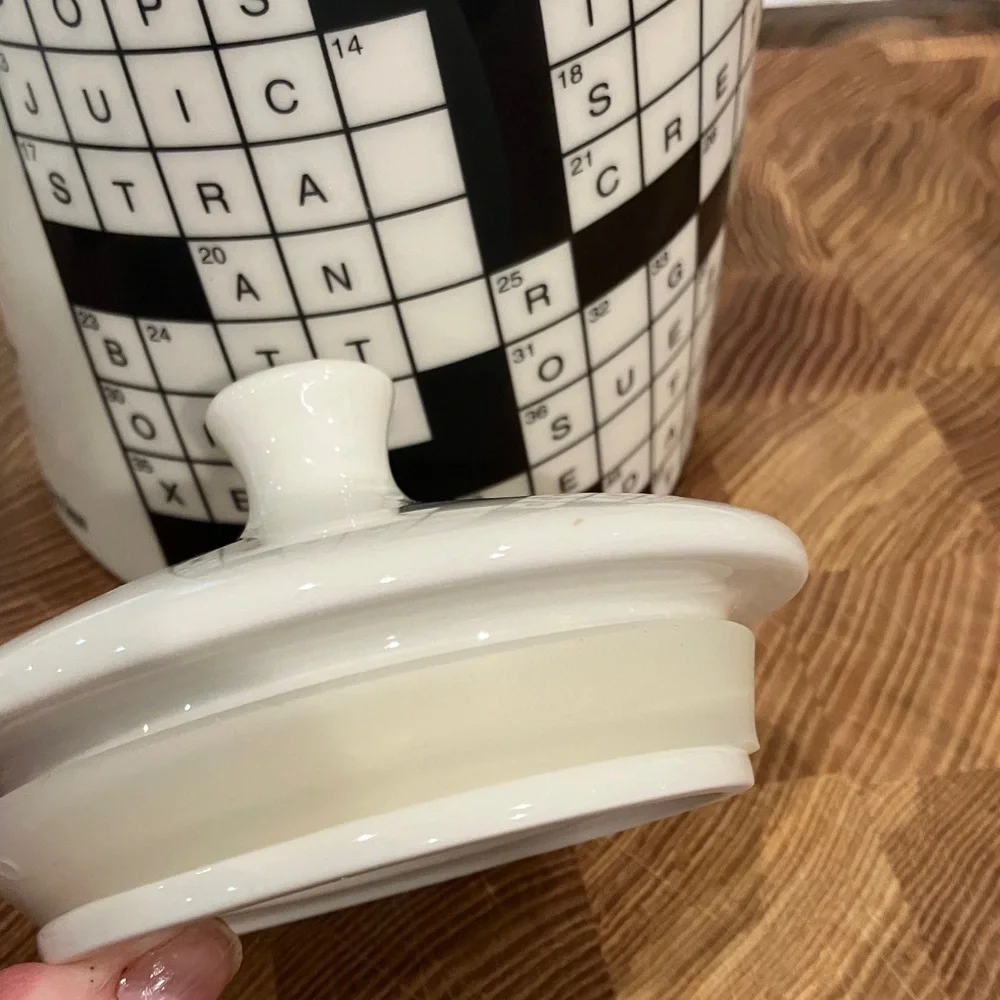 NYT Crossword Puzzle Coffee canister ceramic covered jar Fishs Eddy